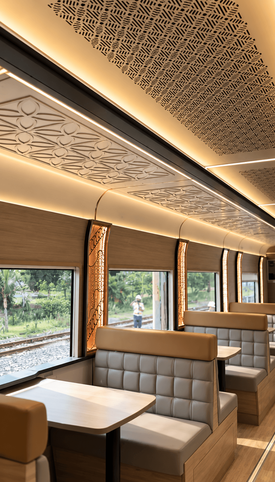 Dining car booth seating detail